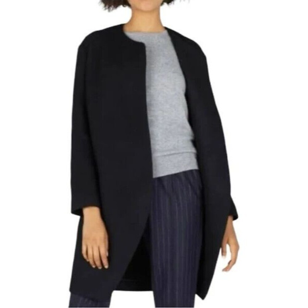 Everlane Open Front Wool Long Line Asymmetric Black Coat City College Women's 00